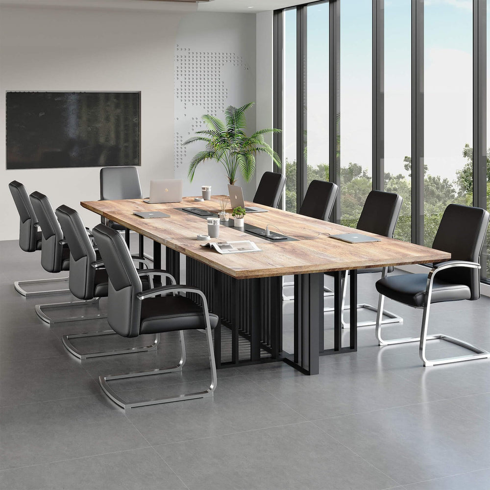 12ft Large Conference Table with 2" Thick Top & Metal Grid Base