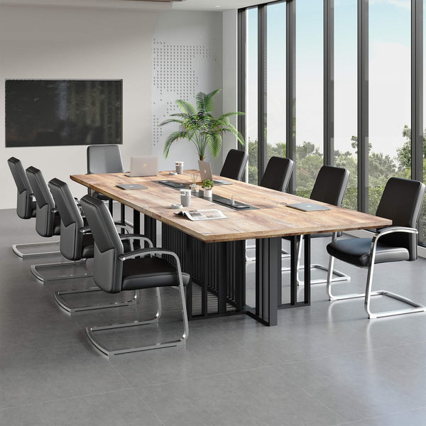 12ft Large Conference Table with 2" Thick Top & Metal Grid Base