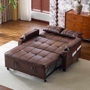 Convertible Sofa Bed with USB Ports & Cup Holders