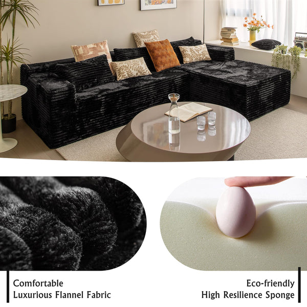 104" L-Shape Sectional Sofa with Chaise – Corduroy, No Assembly