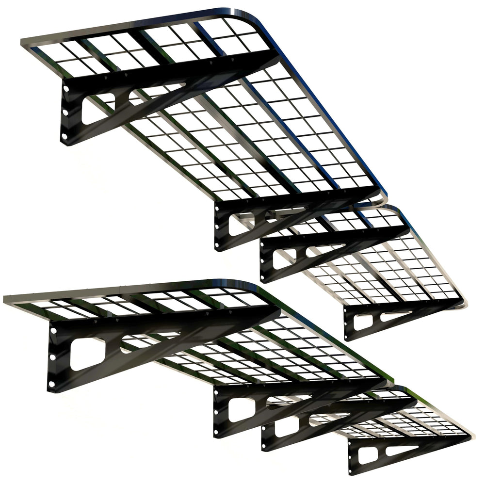 4-Pack Wall-Mounted Garage Shelving System – Heavy-Duty Steel, 840 lb Capacity