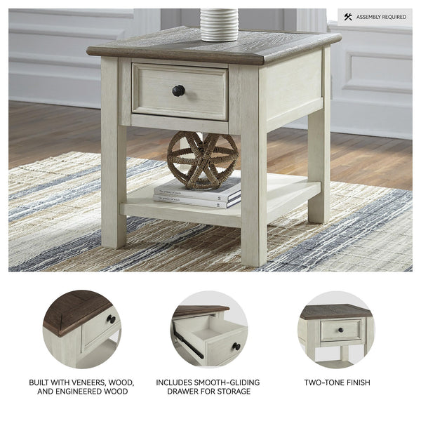 Farmhouse End Table with Drawer and Lower Shelf