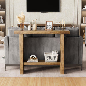 Farmhouse Console Table with Storage Shelves