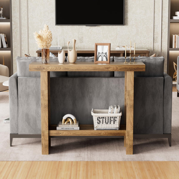 Farmhouse Console Table with Storage Shelves