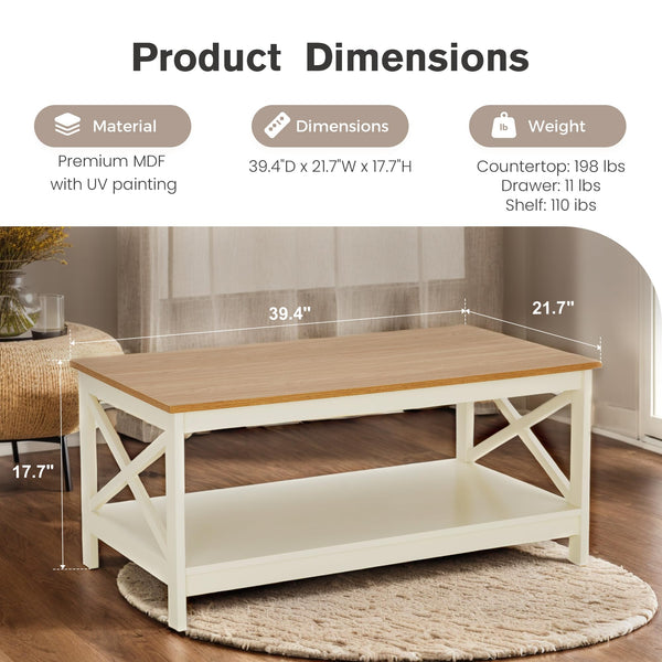 Farmhouse Coffee Table with Storage
