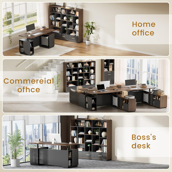 60" Wide Horizontal Bookcase with Drawers
