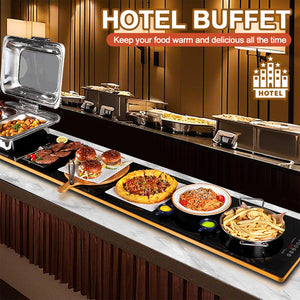 Extra Large Electric Food Warming Tray with Tempered Glass Surface