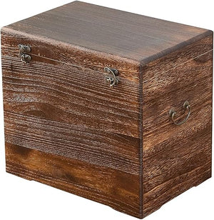 Wooden Storage Chest with Hinged Lid