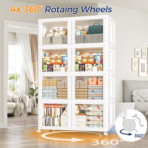 250-Gallon 5-Tier Stackable Storage Cabinet with Wheels and Clear Doors