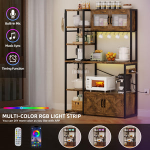 5-Tier Baker's Rack with Storage Cabinets, Power Outlet & LED Light