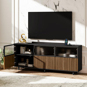 59" Modern Acrylic TV Stand with LED Lights & Power Strip