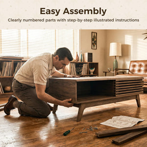 Coffee Table with Storage and Sliding Doors