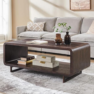 48" 2-Tier Coffee Table with Storage Shelf