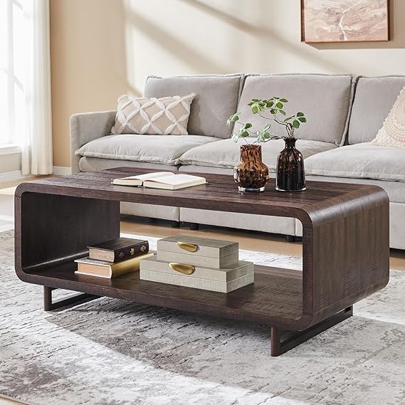 48" 2-Tier Coffee Table with Storage Shelf