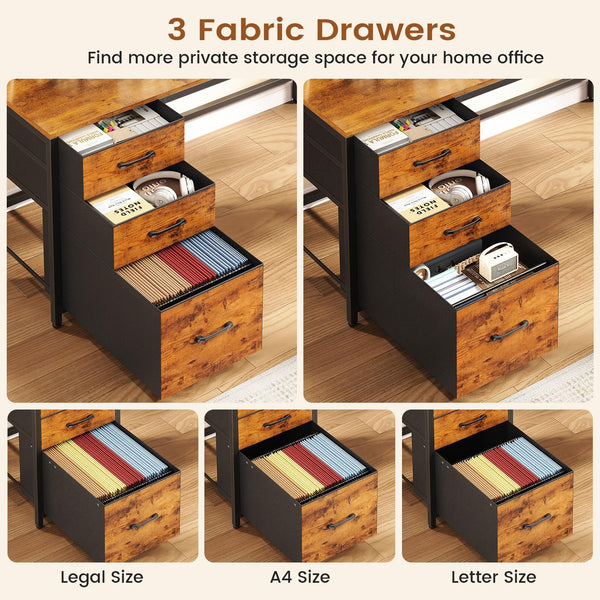 L-Shaped Desk with Hutch, Drawers & Power Outlet