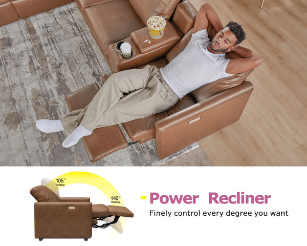 Dual Power Reclining Sectional Loveseat with Console