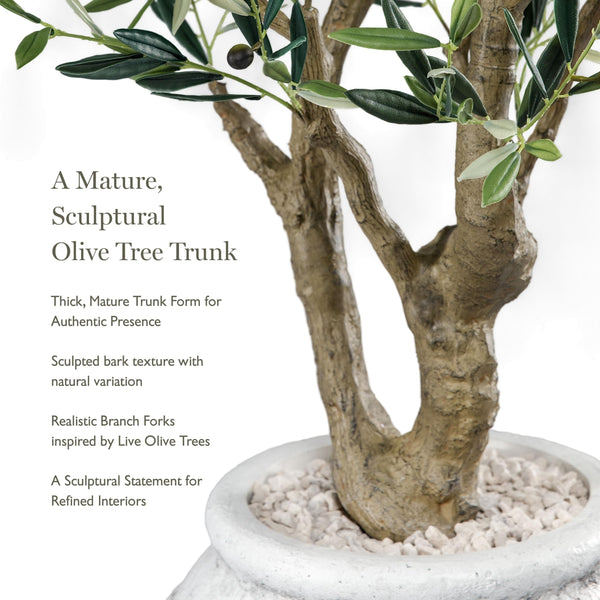 4.5 ft Artificial Olive Tree with Pot – Real Touch Indoor Faux Tree
