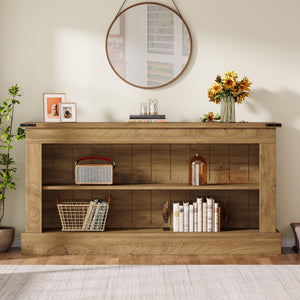 63-Inch Farmhouse Console Table with Shelves