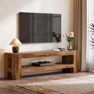 Tribesigns 59" TV Stand for 55/60/65/75-Inch TVs, Rustic Media TV Console with Storage Shelve, Entertainment Center Television Stand for Living Room, Bedroom (Brown)