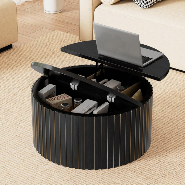 Round Lift Top Coffee Table with Storage