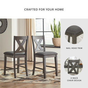 7-Piece Counter Height Dining Set with Upholstered Bar Stools & Nailhead Trim