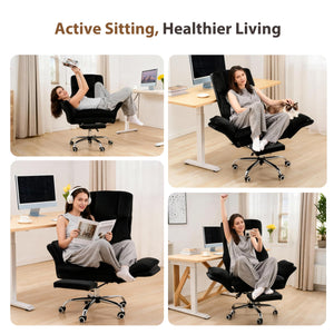 Big and Tall Office Chair with Flip Armrests, Footrest & Reclining Wide Seat