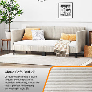Twin Corduroy Upholstered Daybed Sofa Bed