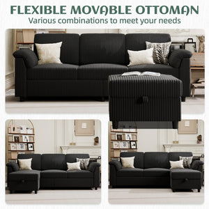 Convertible Sectional Sofa with Storage Ottoman