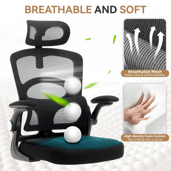 High Back Ergonomic Mesh Office Chair with Lumbar Support & 360° Swivel