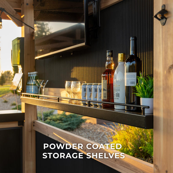 Cedar Wood Outdoor Bar Set with Galvanized Steel Roof