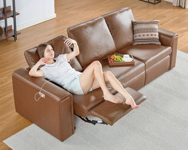 Dual Power Reclining Sectional Loveseat with Console