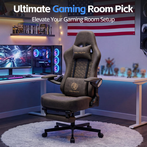 Ergonomic Gaming Chair with Footrest