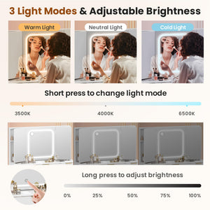 11-Drawer Vanity Desk with Foldable Mirror & LED Lights