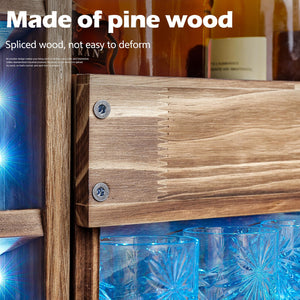 Wall Mounted Wine Rack with LED Lights — Industrial Wood Storage