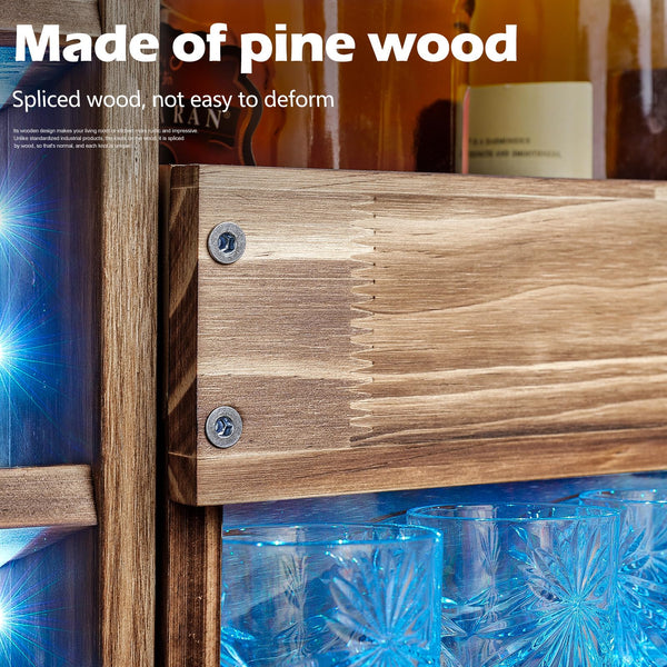 Wall Mounted Wine Rack with LED Lights — Industrial Wood Storage