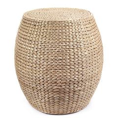 Handwoven Natural Cattail Pouf Ottoman