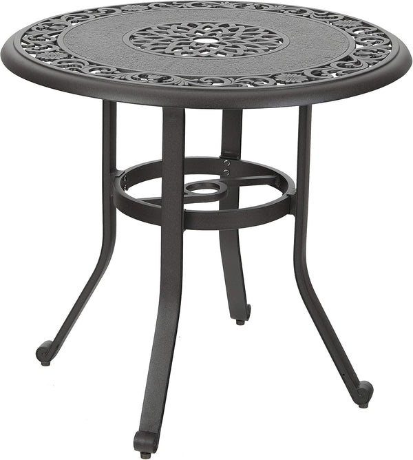 Round Cast Aluminum Outdoor Dining Table with Umbrella Hole