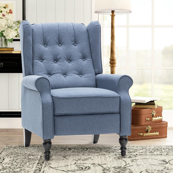 Mid-Century Push-Back Recliner Chair with Footrest