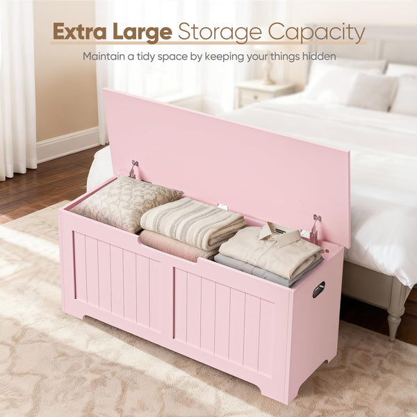 Wooden Storage Chest with Safety Hinges & Storage Bench
