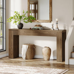 59-Inch Farmhouse Console Sofa Table with Vertical Slat Legs