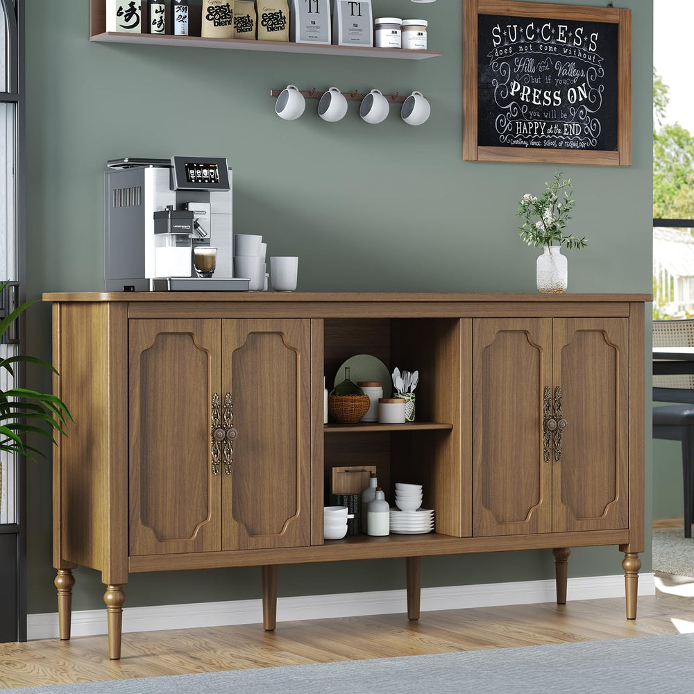 Vintage Buffet Sideboard Cabinet with 4 Doors, 59" Wide