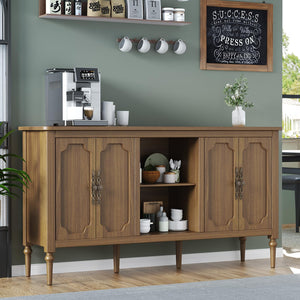Vintage Buffet Sideboard Cabinet with 4 Doors, 59" Wide