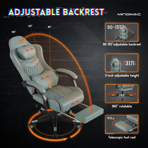 Ergonomic Gaming Chair with Retractable Footrest & Lumbar Support – 400 lb Capacity