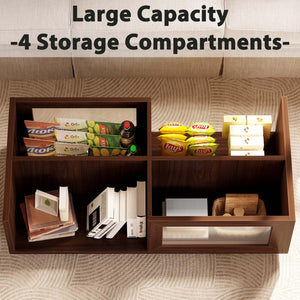 Coffee Table with Sliding Doors & Open Storage Shelf