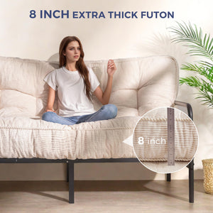 8-Inch Full Size Futon Mattress – Thick Shredded Foam Floor Sofa Bed
