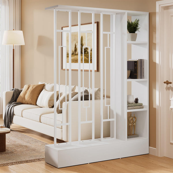Room Divider Bookcase with Display Shelves, 70.9" H
