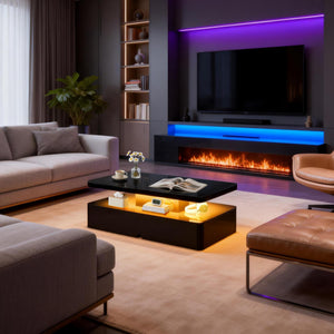 LED Coffee Table with Storage & Color Lights