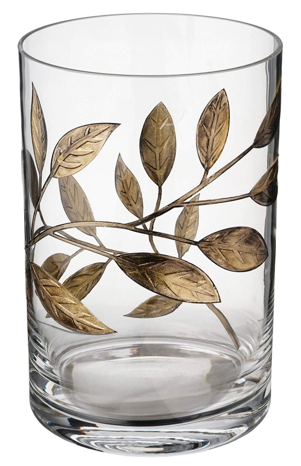 Gold Leaf Hurricane Glass Candleholder