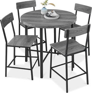 5-Piece Round Counter Height Dining Set with 4 Chairs