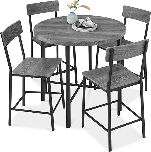 5-Piece Round Counter Height Dining Set with 4 Chairs